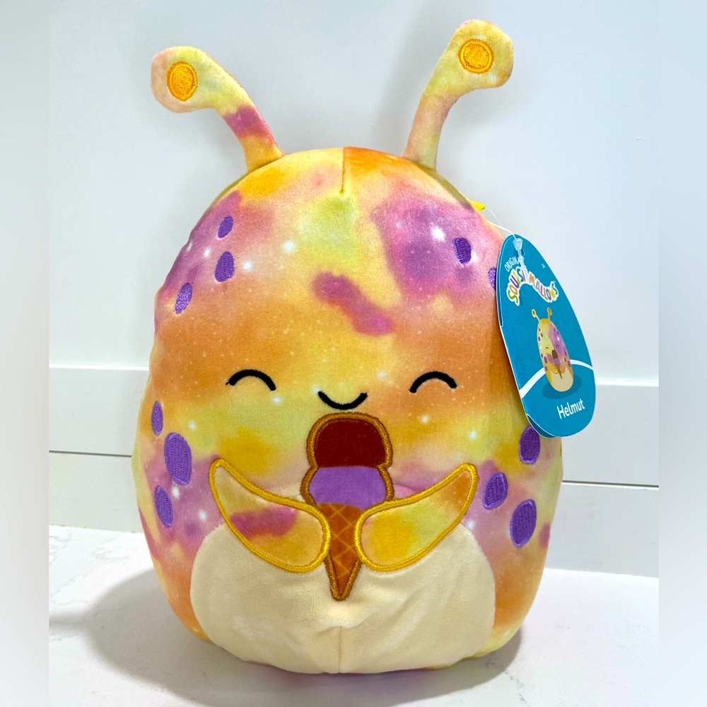 Helmut the Alien Squishmallows 8” NWT eating an ice cream cone marbled orange - Picture 1 of 5